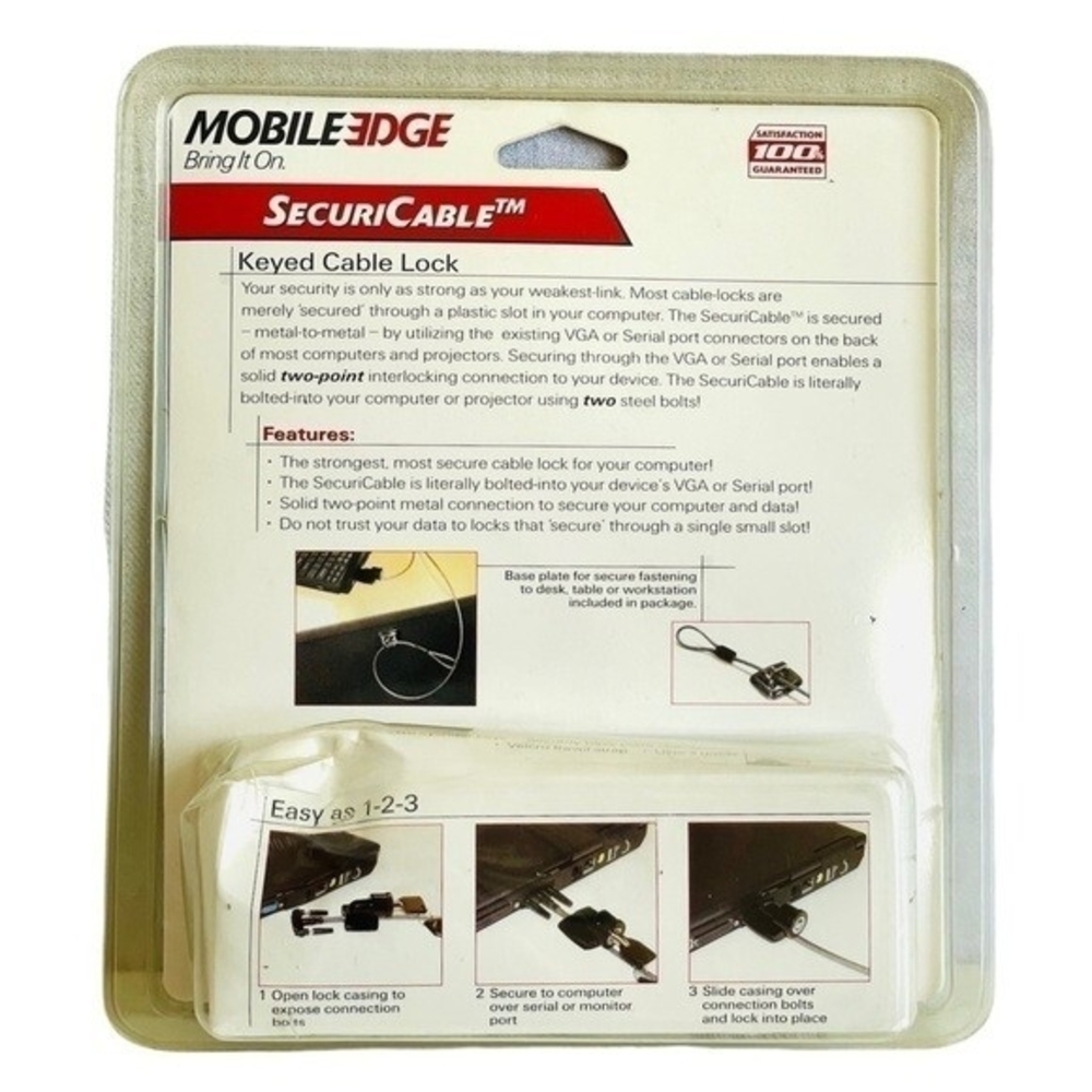 Mobile Edge Security Cable Lock Keyed Laptop Computer Anti-Theft Protector New - Picture 2 of 2